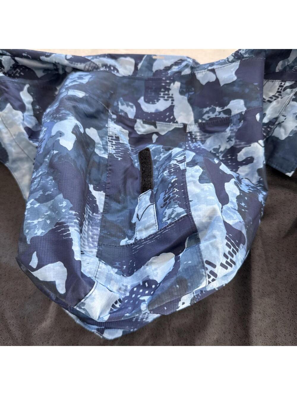 Huk Performance Fishing Mens Gunwale Camo Waterproof Rain Jacket SanSal Blue XXL - Picture 8 of 15